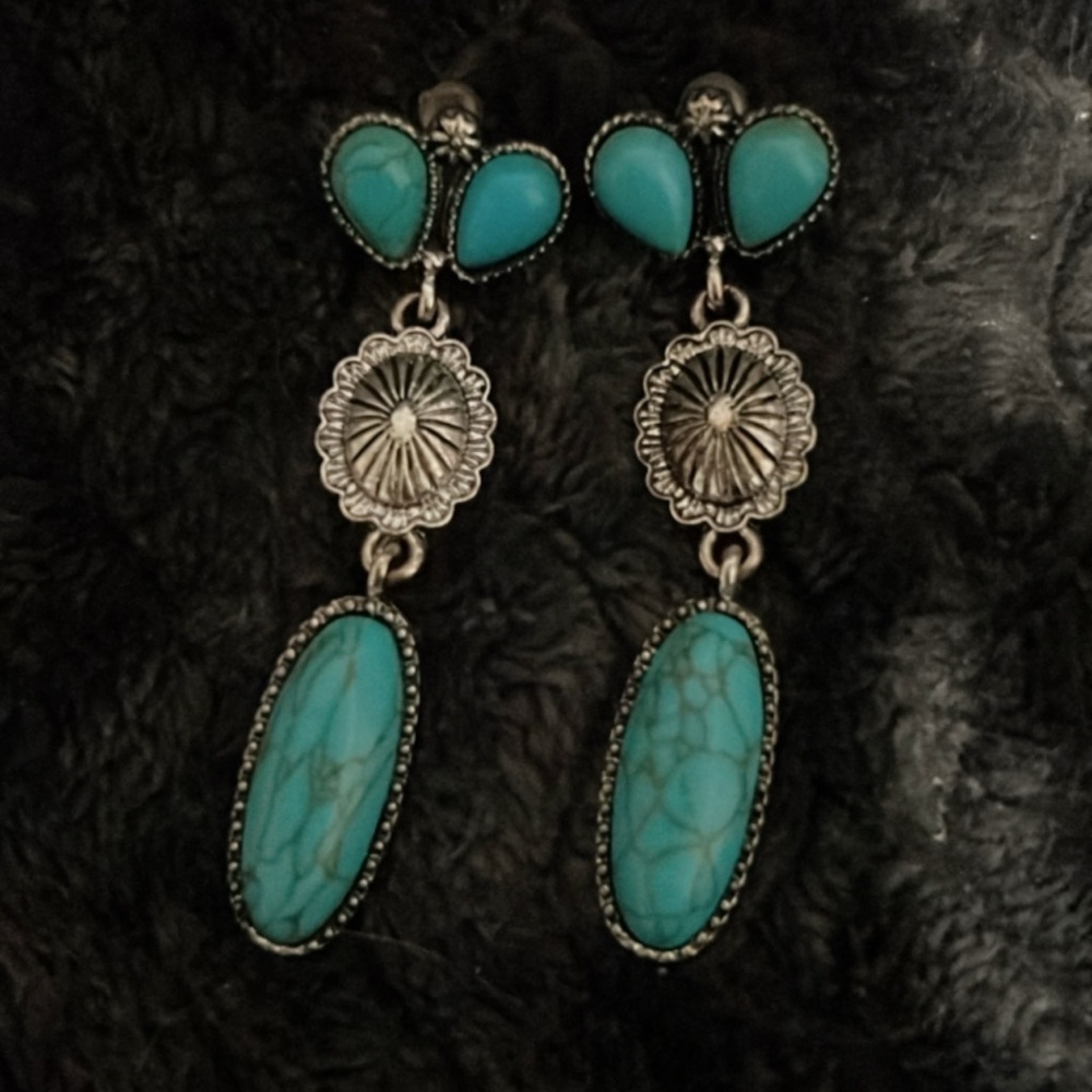 Turquoise and Silver Dangle Earrings